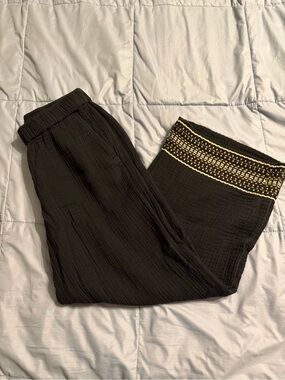 J Jill gauze embroidered wide leg pants